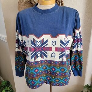 Vintage Adobe Rose Western Long Sleeve Tee Sz XL